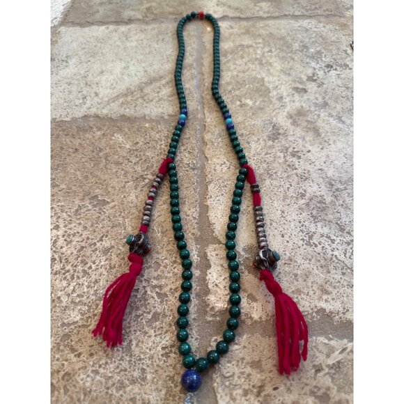 Bohemian Peacock Pendant Necklace & Beaded Tassel Necklace Set - Picture 2 of 8
